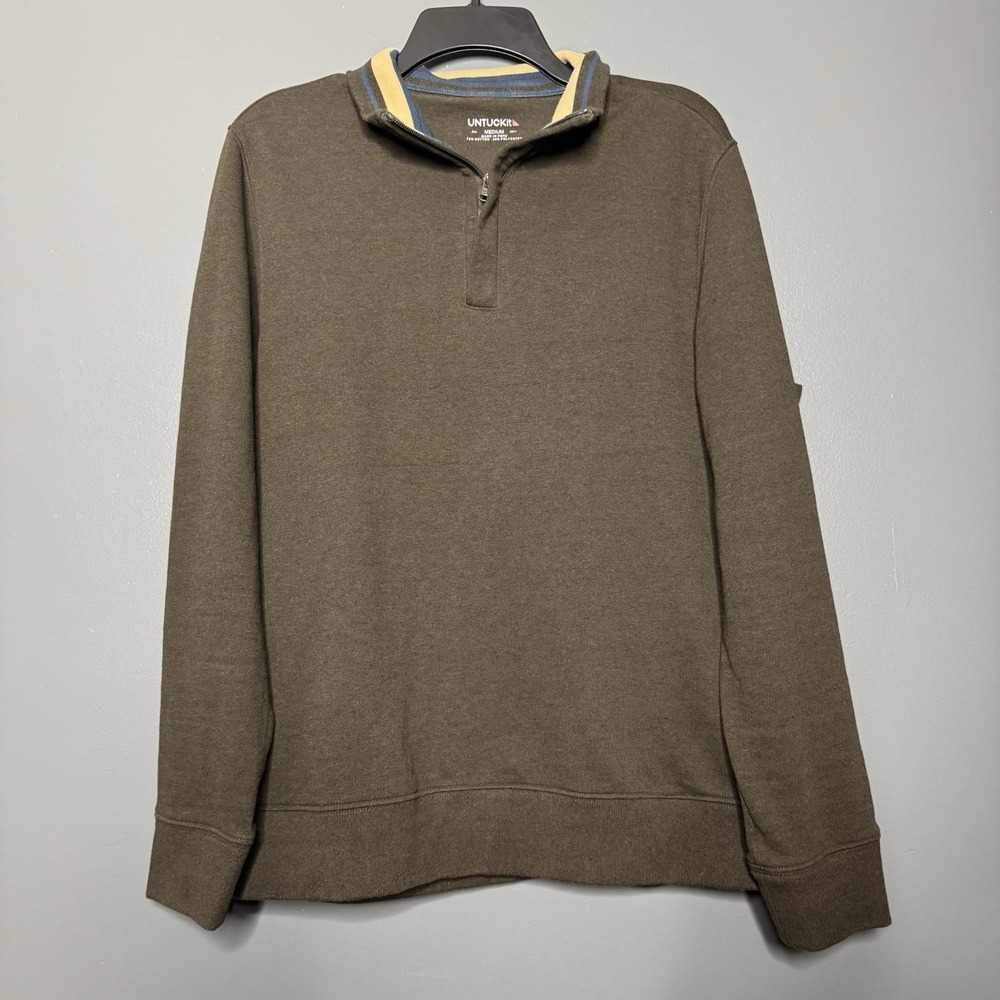 Untuckit‎ Manzano Golf Quarter Zip Pullover Mens M BrownPerformance Mock Neck